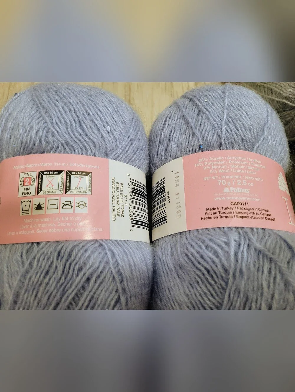 1.45 lb Lot 9 Skeins Patrons Lace Sequin Yarn Moonstone Pale Blue Topaz Amethyst